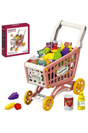 Toybox Role Play Market Shopping Cart Toy Set 56 Pcs-Pink