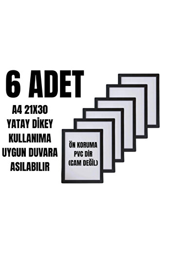 Hometaş Ev Ürünleri 6 ADET A4 21X30 FOTOĞRAF ÇERÇEVESİ DİPLOMA SERTİFİKA ÇERÇEVESİ