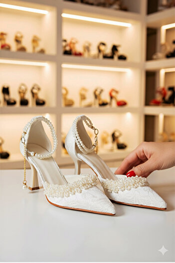 Modavien Women's 7 cm Pearl Bridal Shoes (Full Mold)