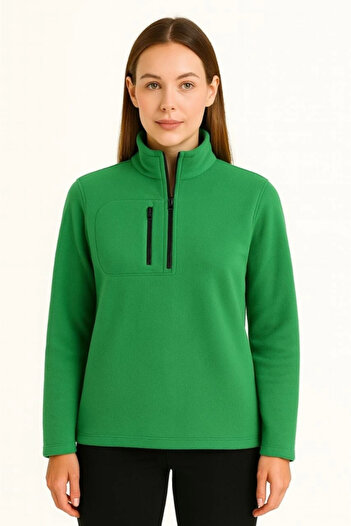 Silerra Polar Sweater – Stand-Up Collar, Half Zipper, Zippered Chest Pocket, Black Trim, Winter Comfortable Regular F