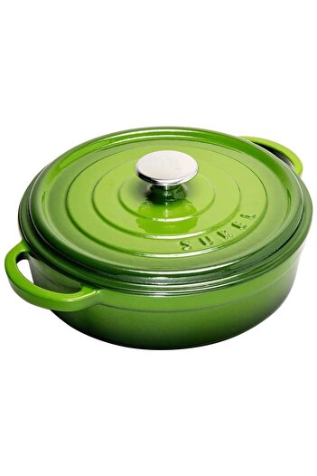 Sürel 28 cm Round Shallow Pot Gradient Green