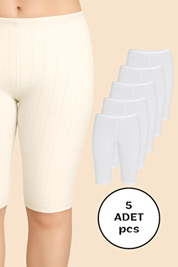 NETLY Women's Jacquard Knee-Length Capri Leggings (5 Pieces) - 90% Cotton