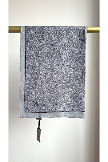 Silk Home Mayda Shawl - Gray-Navy Blue