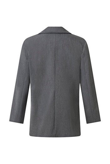 FACETTE Women's 202349586   Gray Buttoned Blazer Jacket