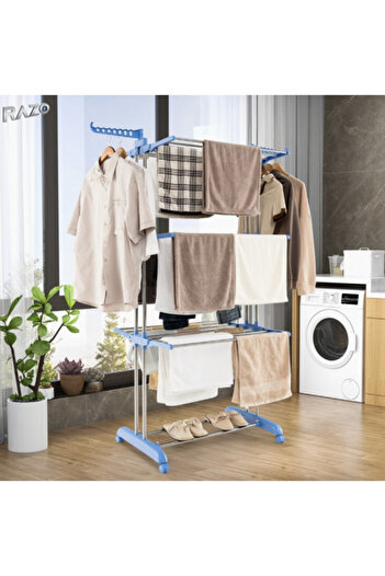 Razo Uscator Vertical Haine, Razo, Mobil si Pliabil Pentru Spatii Mici,Reglabil, Albastru