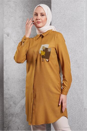 Alvina 44140 Model Patterned Tasseled Tunic