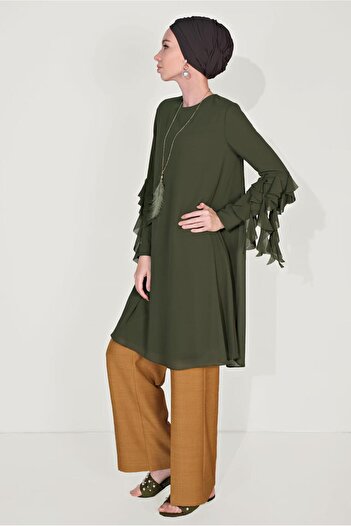 Alvina Chiffon Tunic with Rush Sleeves Detail 4257