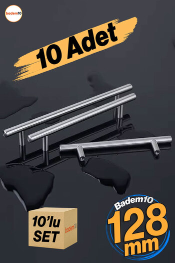 Badem10 Alteta 128 mm (10 Pcs) Inox Metal Kitchen Furniture Drawer Cabinet Cupboard Door Handle Knob Handles