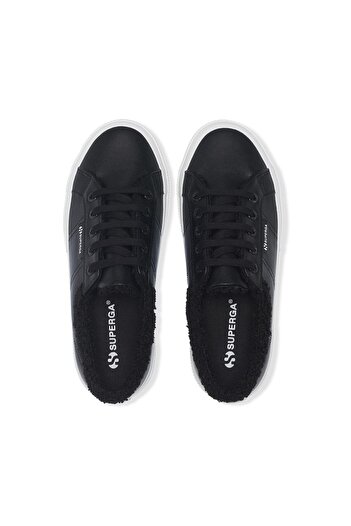 Superga 2750 Vegan Faux Leather Fur Unisex Siyah Bileksiz Sneaker