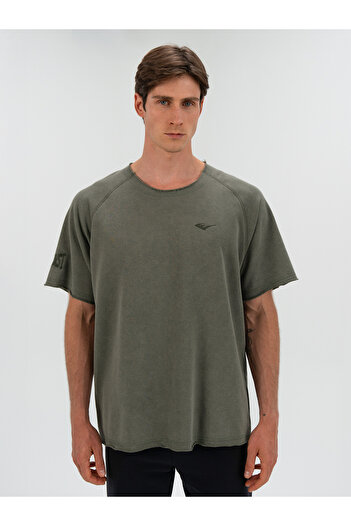 EVERLAST Ανδρικό μπλουζάκι Ny Street Oversize με φαρδύ γιακά χακί