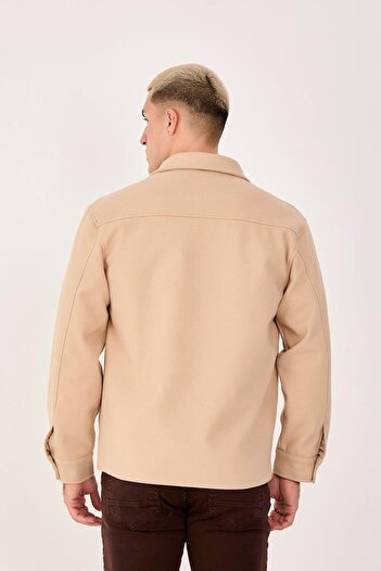 Store Men's Cashmere Shirt Collar Jacket Zippered Stylish Coat