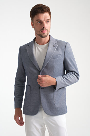 Frappoli Abrines Men's Dark Lacquer Half Lined Bag Pocket Cotton Blended Lycra Flexible Fabric Blazer Jacket