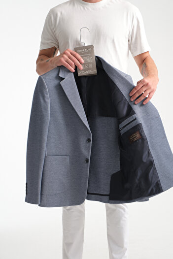 Frappoli Abrines Men's Dark Lacquer Half Lined Bag Pocket Cotton Blended Lycra Flexible Fabric Blazer Jacket