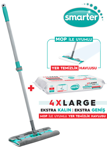 SMARTER Surface Cloth Compatible Magic Mop and Floor Cleaning Towel - Set with Mop Pegs and Gift