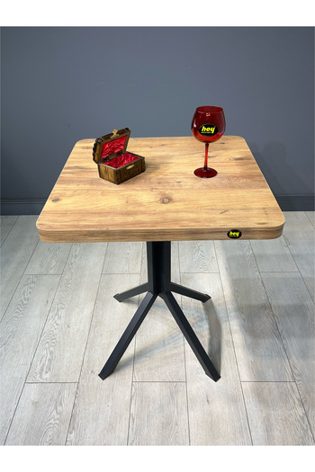 hey modüler mobilya Zeren Kare Atlantik Çam Mutfak Yemek Masası Balkon Masası Siyah Ayak 60 cm