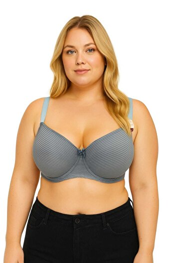 wear treasure Wired Spooned Non-Padding D Cup (for Large Breasts) 3-Clasp Bra