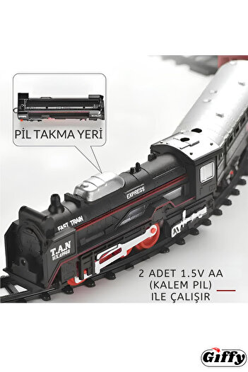 welcomein Oyuncak 23 Parça Işıklı Klasik Tren Seti 96Cm 3 Farklı Ray Modeli Pilli Retro Tren
