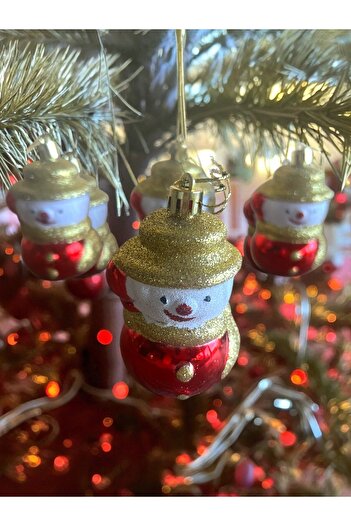 Yenigeldi 3 Pieces Snowman Figured Christmas Tree Ornament – Glittery Decorative Christmas Ornaments