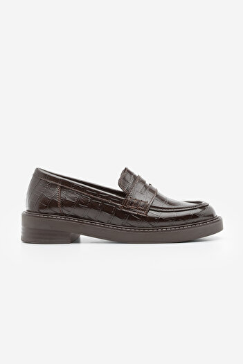 Marjin Γυναικεία Loafer Casual Classic Παπούτσια Casual Moccasin Fonle Brown Croco