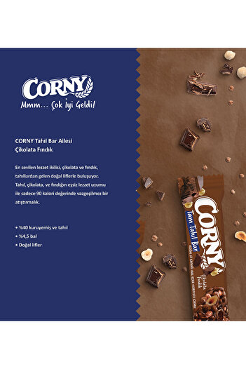 CORNY Tahıl Bar Çikolata - Fındık 20 g x 12 Adet