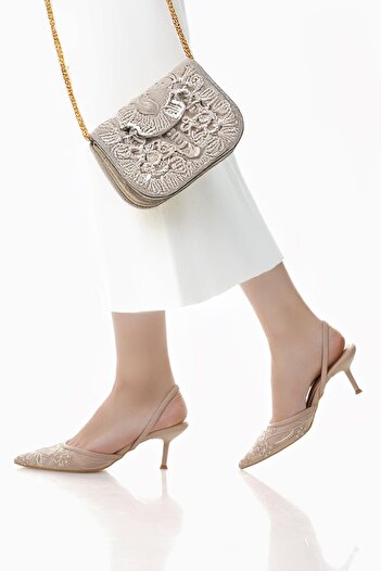 Nesil Shoes Hkm 212 Nude Dantel Topuk Kadın Sandalet