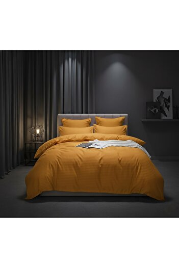 Pucioasa Double bed linen, Damask, Sulphur, 6 pieces, Fitted sheet 230x250 cm