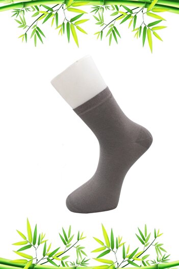 KARDEŞLER ÇORAP Bambu Erkek Yarım Konç Düz Gri Çorap Dikişsiz 6'lı Paket