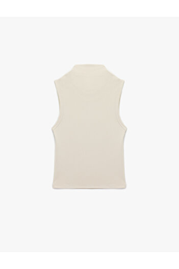 Koton Modal Kumaş Slim Fit Drape Detaylı Dik Yaka Kolsuz Bluz