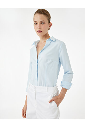 Koton Cămașă din poplin cu mânecă lungă și guler clasic, slim fit