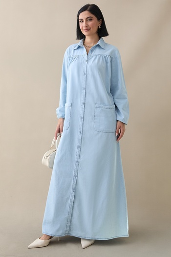 InStyle Τζιν φόρεμα Mayra Robe Pocket - Γαλάζιο