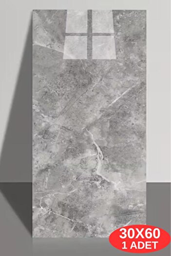 Renkli Duvarlar 60x30cm Toprak-Gri Mermer Desen Yapışkanlı Karavan Prefabrik Banyo Wc Duvar Kaplama Paneli CF-101