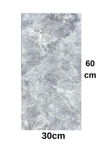 Renkli Duvarlar 60x30cm Toprak-Gri Mermer Desen Yapışkanlı Karavan Prefabrik Banyo Wc Duvar Kaplama Paneli CF-101