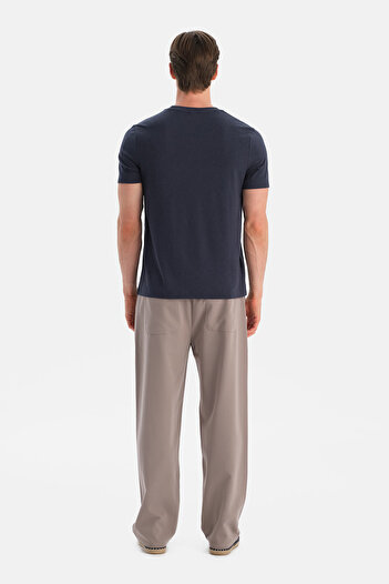 Dagi Navy Blue Bis Yaka Soft Touch T-Shirt Regular