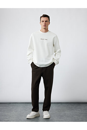Koton Long Sleeve Crew Neck Sweatshirt with Embroidery Detail