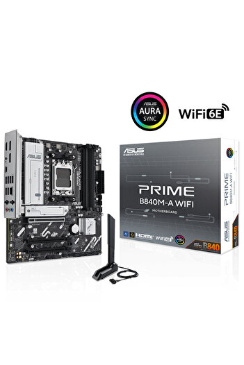 ASUS Prime B840M-A WIFI AMD B840 Soket AM5 DDR5 7600+(OC)MHz mATX Gaming (Oyuncu) Anakart