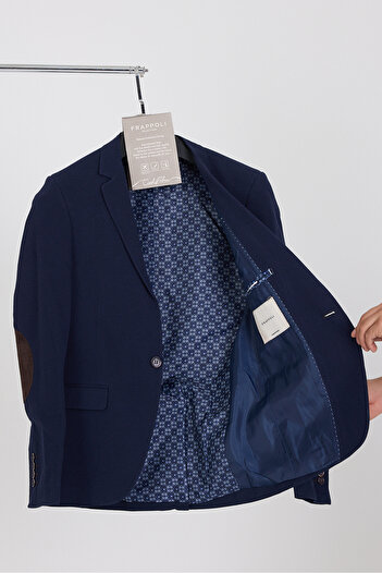 Frappoli 3116 Lcs Men's Light Navy Blue Lycra Cotton Fabric Slim Fit Sports Blazer Jacket