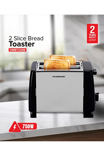 Olsenmark 2-Slice Bread Toaster 800.0 W OMBT2398 Silver/Black