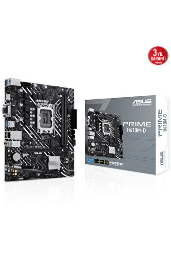 ASUS Prime H610M-D D5 Intel H610 Soket 1700 DDR5 5600MHz mATX Gaming (Oyuncu) Anakart