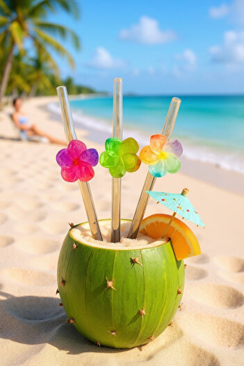 Miki & Miki Glass Pipette Colored Flower 1 Piece