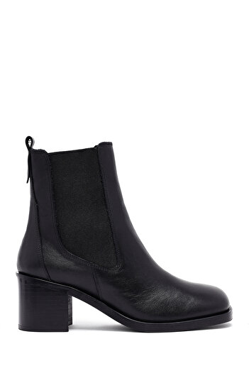 Derimod Women's Black Thick Heeled Leather Chelsea Boots 25Wfd202918