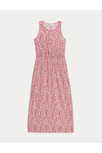 Marks & Spencer Desenli Midi Keten Elbise