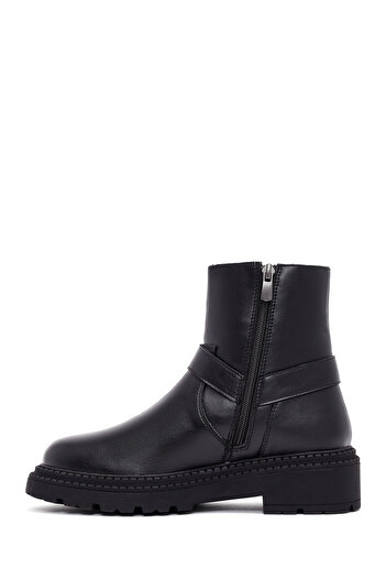 Derimod Women's Black Zippered Thick Soled Boots 25Wfe251018
