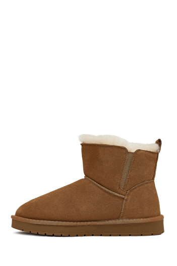 Derimod Women's Camel Suede Leather Teddy Boots 25Wfd478110