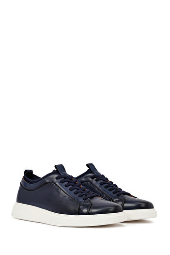 Derimod Erkek Lacivert Bağcıklı Kalın Tabanlı Deri Sneaker 25WFD693618