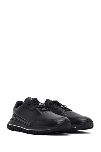 Derimod Erkek Siyah Bağcıklı Kalın Tabanlı Deri Casual Sneaker 25WFD622318