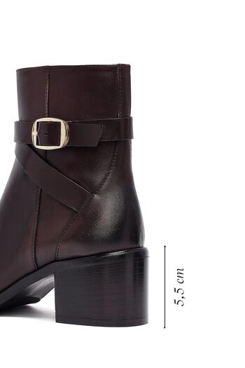 Derimod Women's Brown Zippered Thick Heeled Leather Boots 25Wfd281518