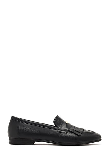 Derimod Women's Black Buckle Leather Loafer, Winter Shoes 25Afd380418