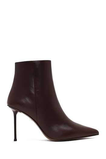 Derimod Women's Burgundy Zippered Thin Heeled Leather Boots 25Wfd101218