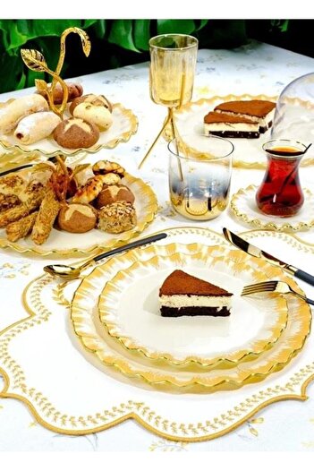 Glore حامل بسكويت زجاجي مطلي بالذهب اللاتيه 26089