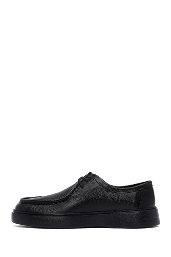 Derimod Men's Black Lace-Up Thick Soled Leather Casual Shoes 25Wfd7510Ft